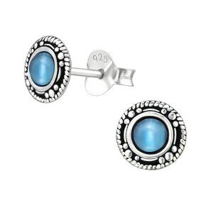 Sterling Silver Blue Stud Earrings